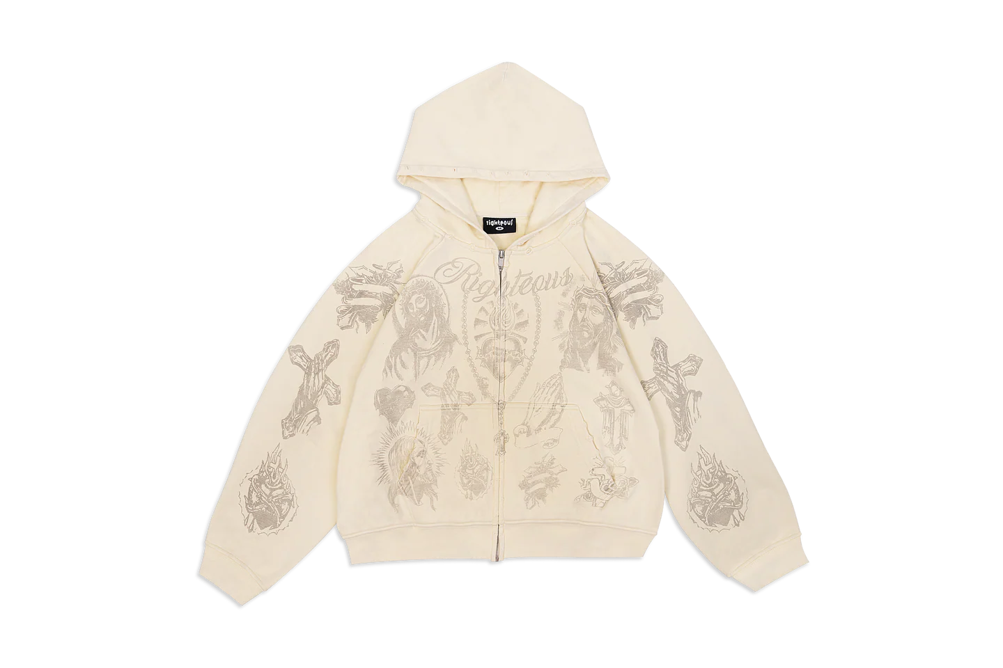 CreamTatZip1.webp Werighteous "Tatted Believer" Zip Up (Cream) - Image 1