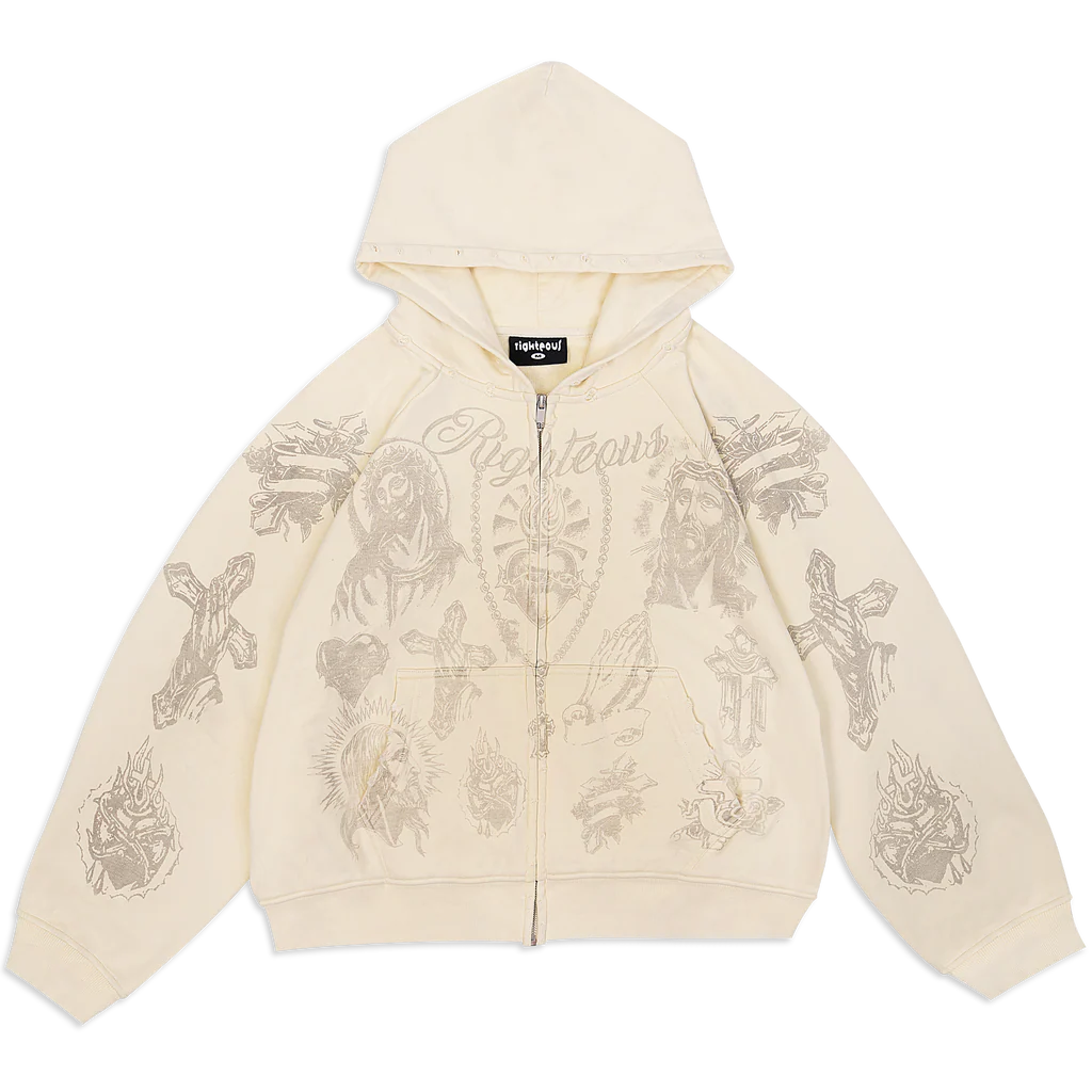 CreamTatted_1024x.webp We Are Righteous "Tatted Believer" Zip Up (Cream) - Image 1