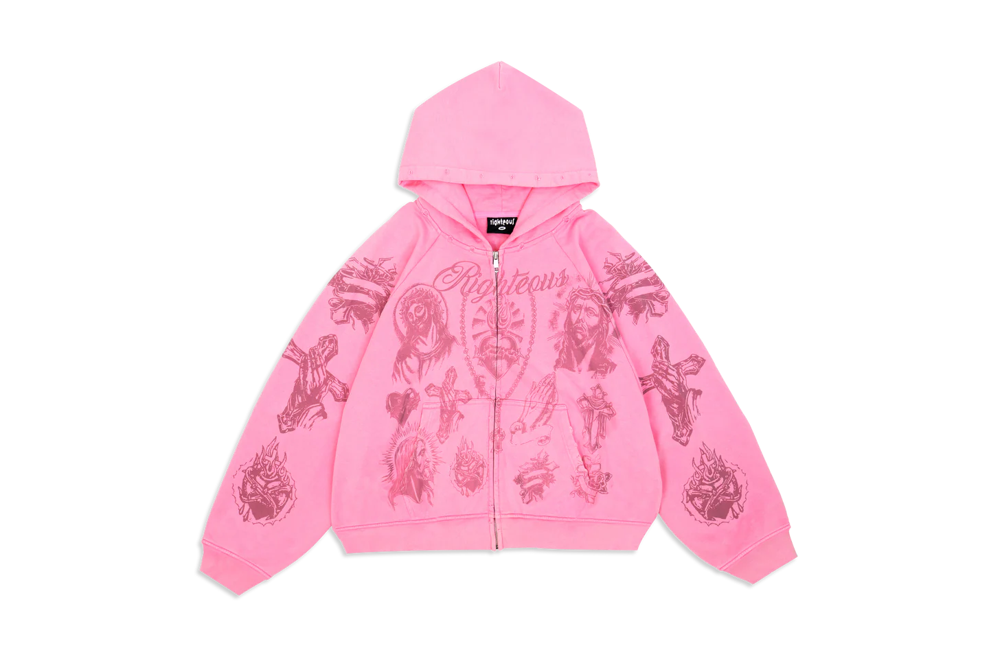 PinkTatZip1.webp Werighteous "Tatted Believer" Zip Up (Pink) - Image 1