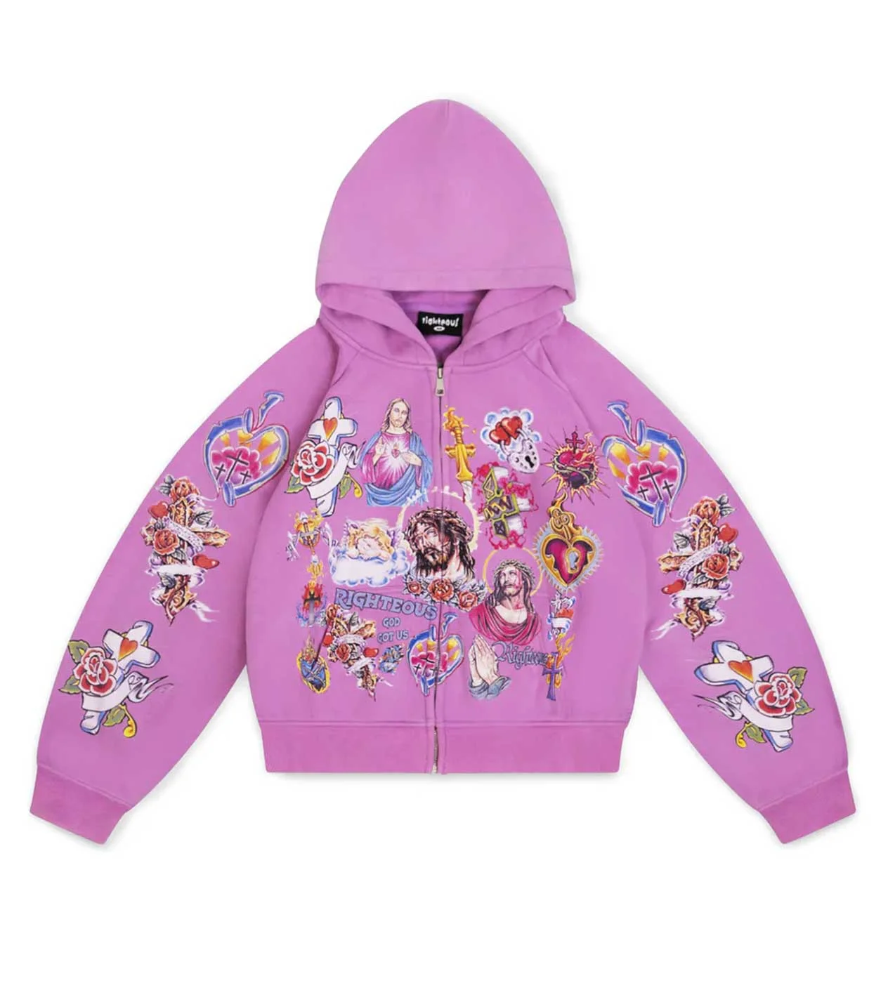 Righteous-Risen-King-Zip-Up-Hoodie-Purple-front.webp Righteous Risen King Zip Up Hoodie Purple - Image 1