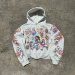 We Are Righteous The “Risen King” Cropped Zip Up Hoodie White
