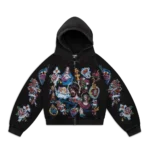 We Are Righteous Black “Risen King” Cropped Zip Up Hoodie